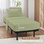 ARlinen 4 PCs Cot Sheets Sets 28" X 75", Egyptian Cotton Fitted Mattress Fits Upto 4"-8" Deep Perfect for Narrow Twin/RV Bunk/Guest Bed Replacement/Camping, Sage - Image 4