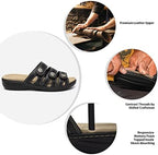Women's Comfort Leather Slides Lightweight Flat Sandals Cute Slip On Casual Walking Slippers - Image 3