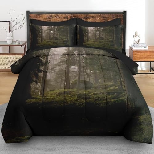 Pamnest Twin Comforter Set with Sheets, 5 Pieces Tree Forest Bedding - Image 3