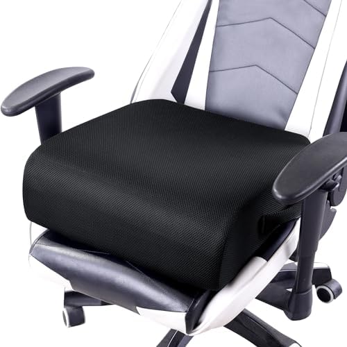 MABOZOO Extra Thick Chair Cushions,Office Chair Booster Seat Cushion to Raise Seat Height for Pain Relief,18 x 16 x 6 inch Non Slip Memory Foam Thick Cushion with Carry Handle（Black） by MABOZOO