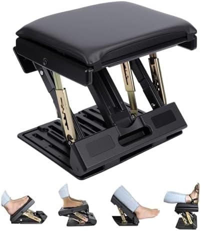 Car Foot Rest, Foldable Non-Slip Footstool with Removable Cushion, Portable Travel and Adjustable Under Desk Foot Rest for Office Chair, Ergonomic Support by WODHMIEY