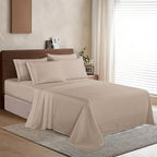 Elegant Comfort Luxurious Soft 1500 Thread Count Egyptian 4-Piece Hotel Quality Wrinkle and Fade Resistant Coziest Bedding Set, Easy All Around Elastic Fitted Sheet, Deep Pocket, Twin/Twin XL, Cream - Image 3