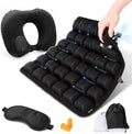 Inflatable Airplane Seat Cushion with Neck Pillow Eye Masks Earplugs&Bag for Long Flights, Portable Wheelchair Seat Cushion, Press-Type Air Cushion with Non-Skid Bottom for Travel, Office by Unknown