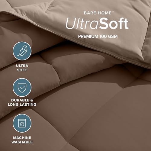 Bare Home Reversible Comforter (Full, Cocoa/Taupe) - Image 4