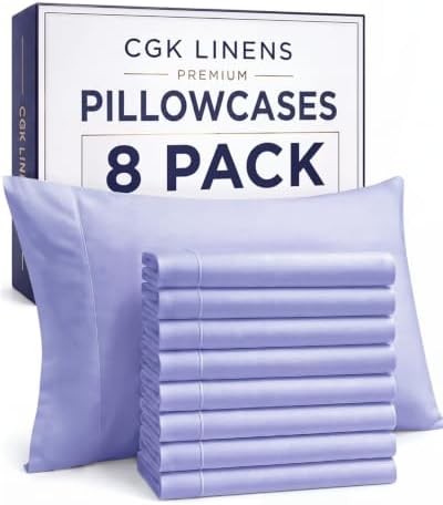 Queen Pillow Cases - 8 Pack Soft Pillowcase Covers - 20" x 30" (Lavender) by CGKUnlimited