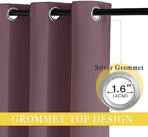 NICETOWN Wide Curtain 84 inch Length for Living Room, Grommet Thermal Insulated Blackout Room Divider Curtain Sound Proof Light Blocking for Patio/French Door (Dry Rose, 1 Panel, W80 x L84) - Image 2