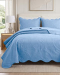 King Quilt Set Bedspread Coverlet Bedding Floral Light Blue 106"x96" by IRImperialRooms