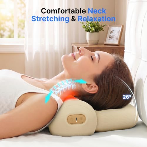Shiatsu Neck Massager Pillow with Massage,Heat & Traction, Cordless,Oatmeal - Image 5