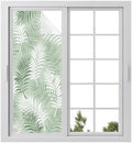 Window Privacy Film Frosted, Green Botanical Static Cling Door Window Covering, Summer Palm Leaves Foliage Tropical UV Blocking Windows Film for Office, Hotel, Bedroom, 29.5 x 78.7 Inches by Unknown