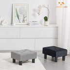 BRIAN & DANY Small Foot Stool, Linen Foot Stools with Legs, Stable Small Footstool for Living Room, Light Gray - Image 7