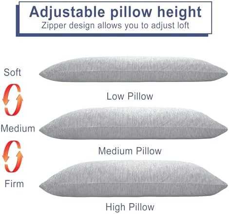 DWCN Cooling Body Pillow for Adults, 20x60 Inch Light Grey - Shredded Memory Foam Body Pillow with Removable & Adjustable Filling, Full Body Support for Side Sleepers, Pregnancy & Pain Relief - Image 4