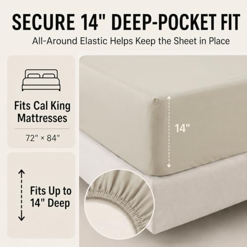 CozyLux California King Comforter Set Oatmeal - 7 Pieces Bed in a Bag - Image 5