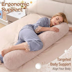 1 MIDDLE ONE Body Pillow for Adults, Bolster Pillow with Removable Velour Cover, Long Round Roll Cylinder Pillow for Bed, 47" x 7.87", Dusty Pink - Image 4