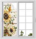 Window Privacy Film Frosted, Pumpkins Sunflower Fall Static Cling Door Window Covering, Thanksgiving Botanical Wooden UV Blocking Windows Film for Office, Hotel, Bedroom, 29.5 x 78.7 Inches by Unknown