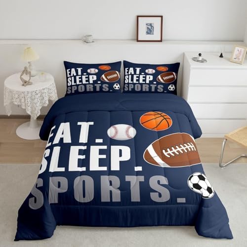 Feelyou Football Comforter Set Kids Basketball Basketball Ball Games Comforter for Boys Girls Sports Theme Bedding Set Breathable Comforter Inner Fill Room Decor Duvet Set Toddler Size by Feelyou