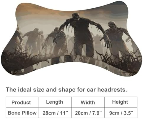 Car Pillow Set of 2, Many Zombie Printed Car Bone Pillow Car Seat Neck Pillow Memory Cotton Pillow with Adjustable Strap for Travel Camping Airplane - Image 2