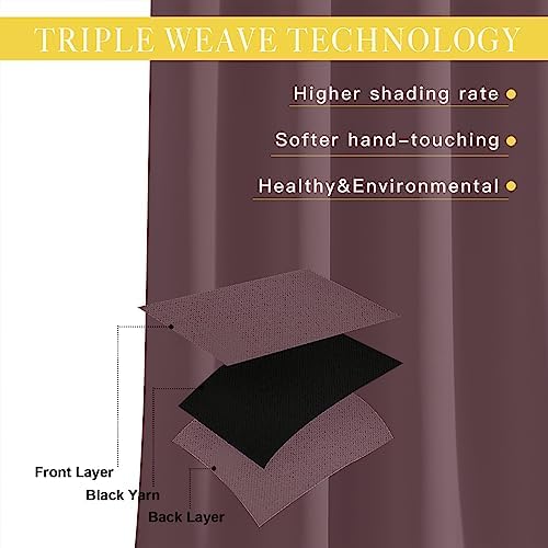 NICETOWN Wide Curtain 84 inch Length for Living Room, Grommet Thermal Insulated Blackout Room Divider Curtain Sound Proof Light Blocking for Patio/French Door (Dry Rose, 1 Panel, W80 x L84) - Image 3