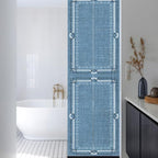 Window Privacy Film Frosted, Denim Blue Botanical Reusable Static Cling Window Tints, Vintage Florals Geometric Minimalist Heat Control Windows Films for Offices, Balcony, 29.5 x 118 Inches - Image 3