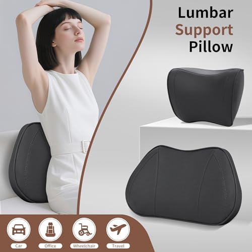 Car Lumbar Support Pillow for Driving Seat, Black, 1 Pack - Image 7