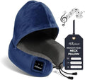 Bluetooth Music Semicircular Neck Pillow with Hood Wireless Bluetooth Speaker Suitable Airplane,Car,Office,and Outdoor Camping for Sleeping, Resting The Best Travel Essentials. (Navy Blue) by ARniwer