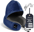 Bluetooth Music Semicircular Neck Pillow with Hood Wireless Bluetooth Speaker Suitable Airplane,Car,Office,and Outdoor Camping for Sleeping, Resting The Best Travel Essentials. (Navy Blue) by ARniwer