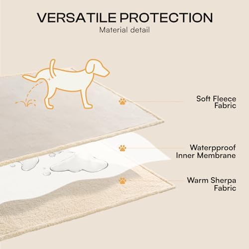 Luciphia Waterproof Pet Blanket, Liquid Pee Proof Dog Blanket for Sofa Bed Couch, Reversible Sherpa Fleece Furniture Protector Cover for Small Medium Large Dogs Cats, Grey Beige X-Large（85" x 57"） - Image 4