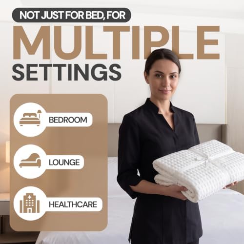 10-Pack Twin 100% Cotton Waffle Blankets, Bulk Box, Hotels & Resorts, White - Image 5