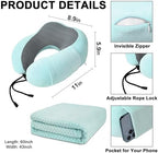 urnexttour Travel Pillow and Blanket Set Neck Pillow Airplane Foam Mint - Image 4
