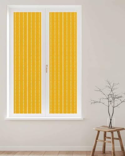 Window Privacy Film Frosted, Geometric Stripes Yellow Reusable Static Cling Window Tints, Polka Dots Abstract Modern Heat Control Windows Films for Offices, Balcony, 29.5 x 118 Inches - Image 2