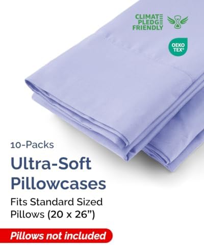 Standard Pillow Cases - 10 Pack Pillowcase Covers - 20" x 26" (Lavender) - Image 2