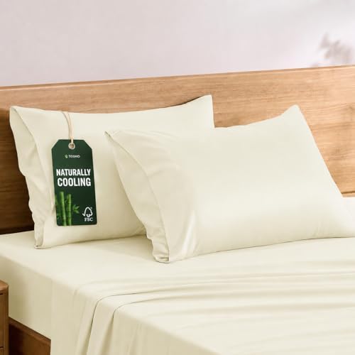 TOSMO Luxury Pillow Case Set of 2 - Cooling Viscose Derived from Bamboo, Oeko-TEX, Breathabl Silky Soft Pillow Cases with Envelope Closure (King / 20x40, Vanilla Yellow) by Tosmo