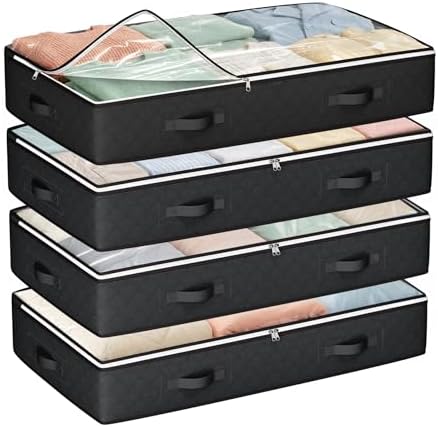 Budding Joy Under Bed Storage Containers with Clear Lids, 4 Pack by BuddingJoy-BuildaJoyfulLifeforYou