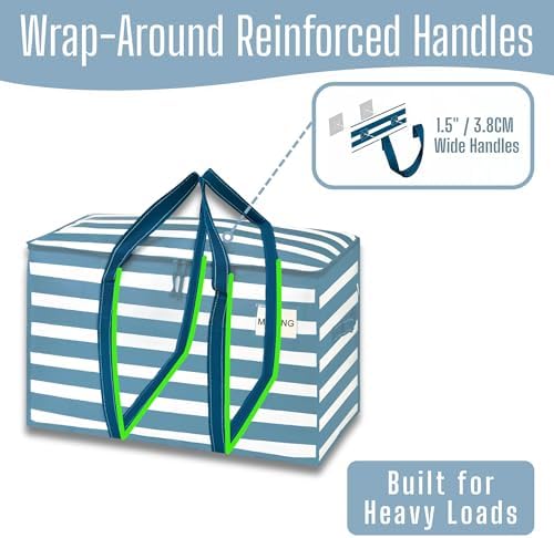 VENO 8 Pack Heavy Duty Moving Bags, Extra Large Storage Bags with Reinforced Handles & Strong Zippers, Foldable & Reusable Moving Box Alternative for Clothes & Dorm Storage - Image 3