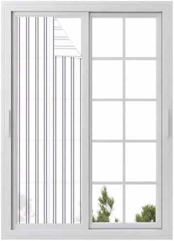 Window Privacy Film Frosted, Purple Stripes Reusable Static Cling Window Tints, Farmhouse Lines Modern Geometric Minimalist Heat Control Windows Films for Offices, Balcony, 29.5 x 118 Inches by Unknown
