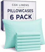 Queen Pillow Cases - 6 Pack Soft Pillowcase Covers - 20" x 30" (Spa Blue) by CGKUnlimited