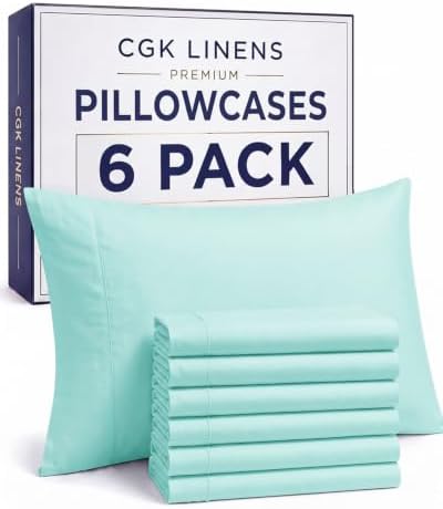 King Standard Pillow Cases - 6 Pack Pillowcase Covers, 20" x 36" - Spa Blue by CGKUnlimited