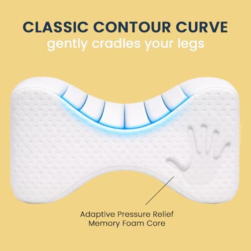 Contour Original Hourglass Leg & Knee Pillow - 18” Removable Strap - Memory Foam Support Pillow for Side Sleepers - for Back, Hips & Legs Support - Orthopedic Design - Image 3