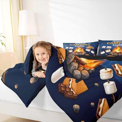 Erosebridal RV Camper Toddler Bedding Set, Outdoor Camping Themed Kids Comforter Sets for Girls Boys, Fun Summer Campsite Bed Set, Hiking Camping Lover Gifts Room Decor (1 Pillowcase) - Image 7