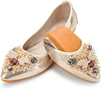 KUNWFNIX Women Ballet Flats Rhinestone Wedding Ballerina Shoes Foldable Sparkly Comfort Slip on Flat Shoes by KUNWFNIX