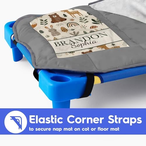 Personalized Toddler Nap Mat for Boys, Custom Name Kids Sleeping Mat for Preschool, Daycare Cot Nap Mat with Corner Straps, Roll-Up Slumber Mat with Soft Blanket & Pillow - Image 5