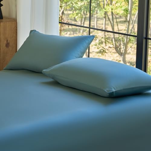 DOZ by SIJO Pillowcase Set, 100% Viscose derived from Bamboo, Organically Grown, Buttery Soft, Silky, Breathable, Cooling, Oeko-TEX, High GSM, (Pack of 2), Envelope Closure (King, Teal) by DOZ