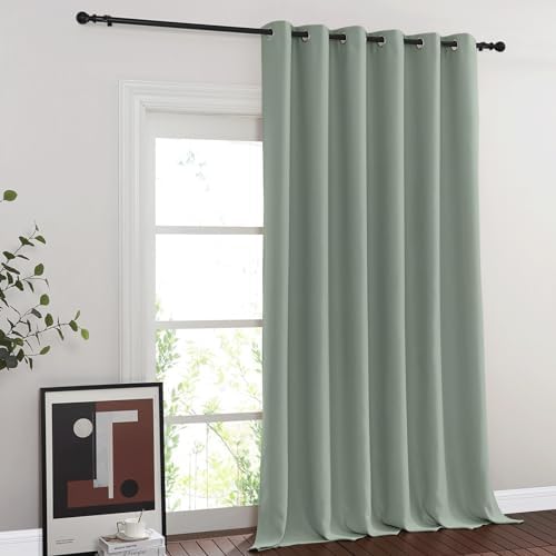 NICETOWN Blackout Sage Green Blackout Curtain for French Door, Grommet Room Divider Curtain Wide Window Treatment Voice Reducing Thermal Drape for Bedroom/Living Room (1 Panel, W80 x L95) - Image 2
