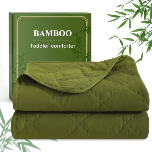 BEDSUM Cooling Toddler Comforter, Rayon Made from Bamboo, Olive Green by BEDSUM