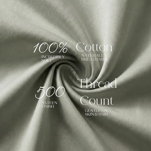 Beckham Hotel Collection Pillowcases King Size Set of 2, Cool Touch Cotton Sateen Fabric, 500TC, Silky Smooth & Soft, Open End, Aqua Gray - Image 5
