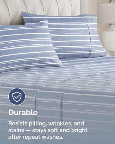 Standard Pillow Cases - 6 Pack Pillowcase Covers - 20" x 26" (Blue Stripes) - Image 4