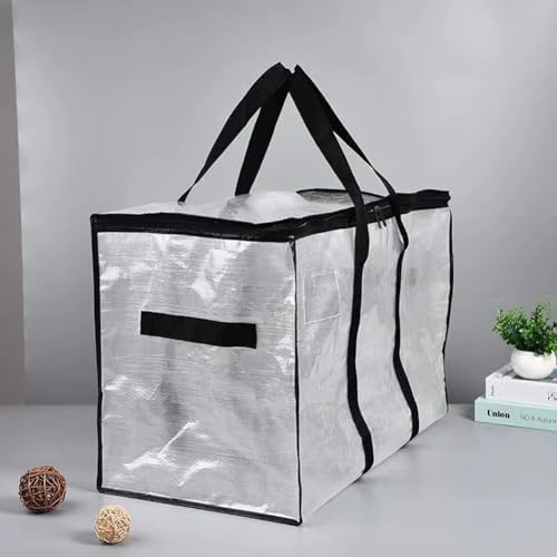 Transparent PP Woven Storage Bag,Large Moving Bags with Tag Pocket,Wear-resistant Laundry Bags for Clothes,Bedding,Quilt,Blankets,29x17x13in (3) - Image 6