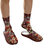 Jeiento Winter Fuzzy Slipper and Crew Socks for Women,Adult Slip-on Close Toe House Slipper,Flat Comfort home Slides - Image 4