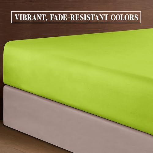 Elegant Comfort Luxury Soft 1500 Premium Hotel Quality Microfiber Wrinkle and Fade Resistant Cozy 6-Piece Bedding Set, Easy All Around Elastic Fitted Sheet, Deep Pocket, Queen, Lime - Image 6