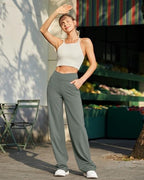 G4Free EverGoing Wide Leg Yoga Pants for Women Crossover Waist with Pockets - Image 4