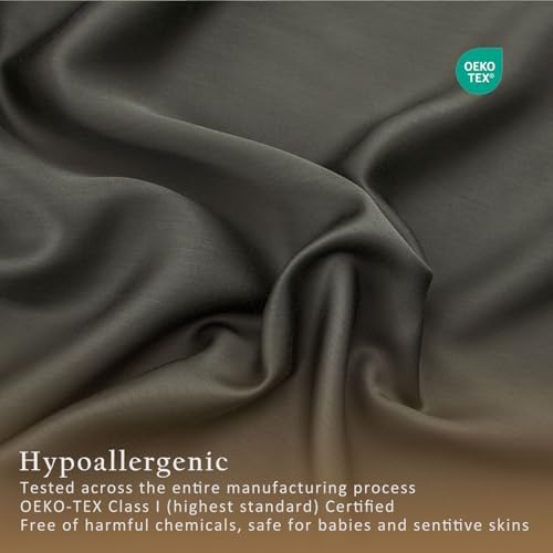 TOSMO Luxury Pillow Case Set of 2 - Cooling Viscose Derived from Bamboo, Oeko-TEX, Breathabl Silky Soft Pillow Cases with Envelope Closure (King / 20x40, Charcoal) - Image 5